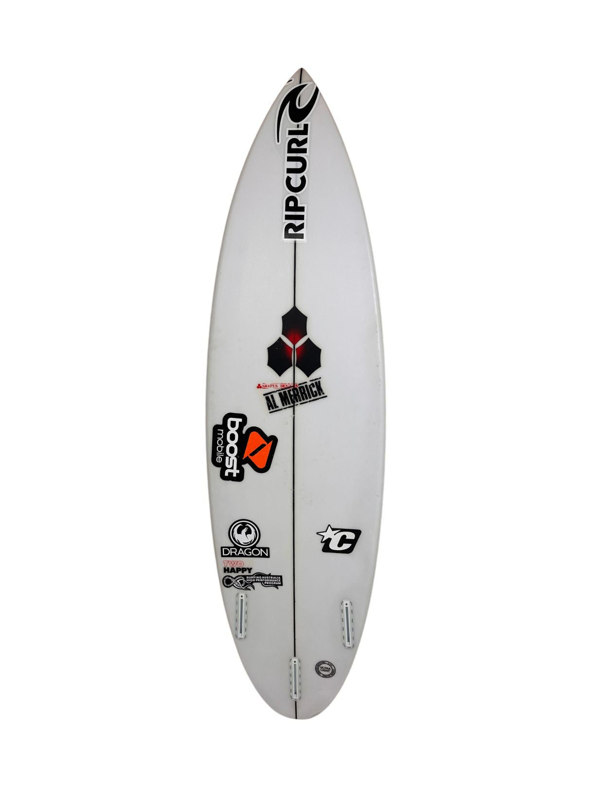 Two Happy 5'7" x 17 3/4" X  2 1/8", Round, 3x  Futures Fin Boxes, PU [Good] - ID:999771
